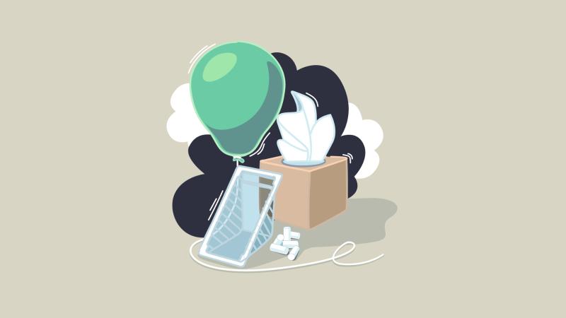 Piirroskuvassa on kertakäyttömuovituotteita.